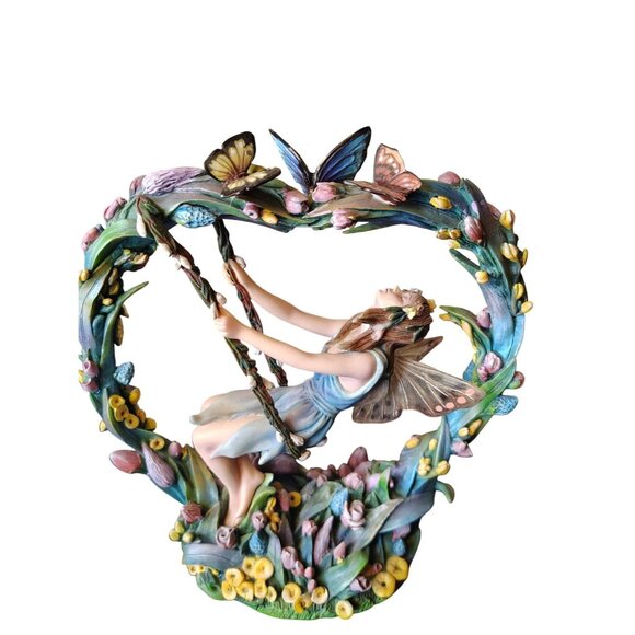 Dragonsite Hearts Content Fairy on Swing Butterfly Flowers Numbered Figure READ - Picture 3 of 5